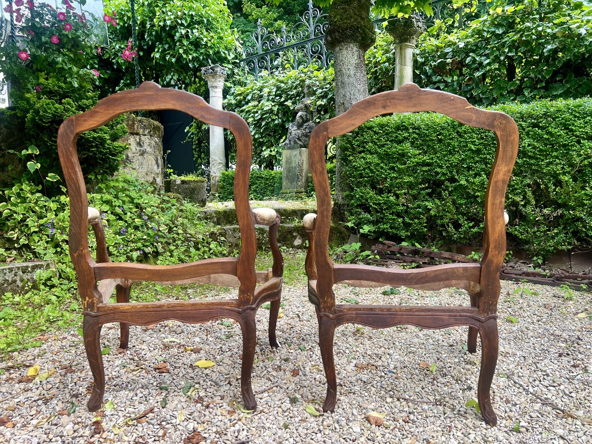 Paire de fauteuils Louis XV en noyer, estampillés Nadal – XVIIIe siècle-photo-2