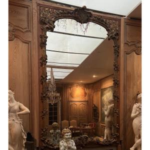 Large Louis XV-style Trumeau With Openwork Floral Decoration