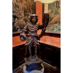 Carved Wood Cerulean Angel - 18th Century