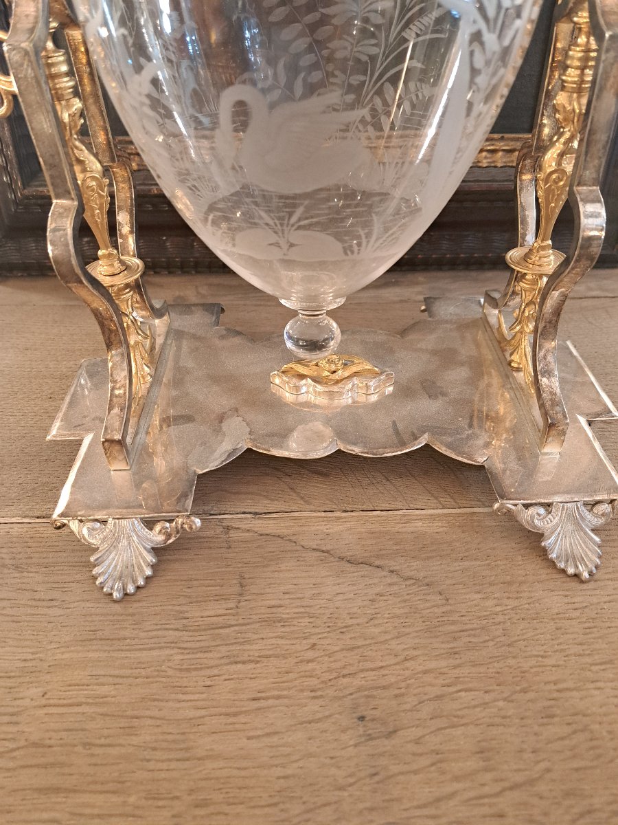 Centre de table bronze dore et argenté-photo-3