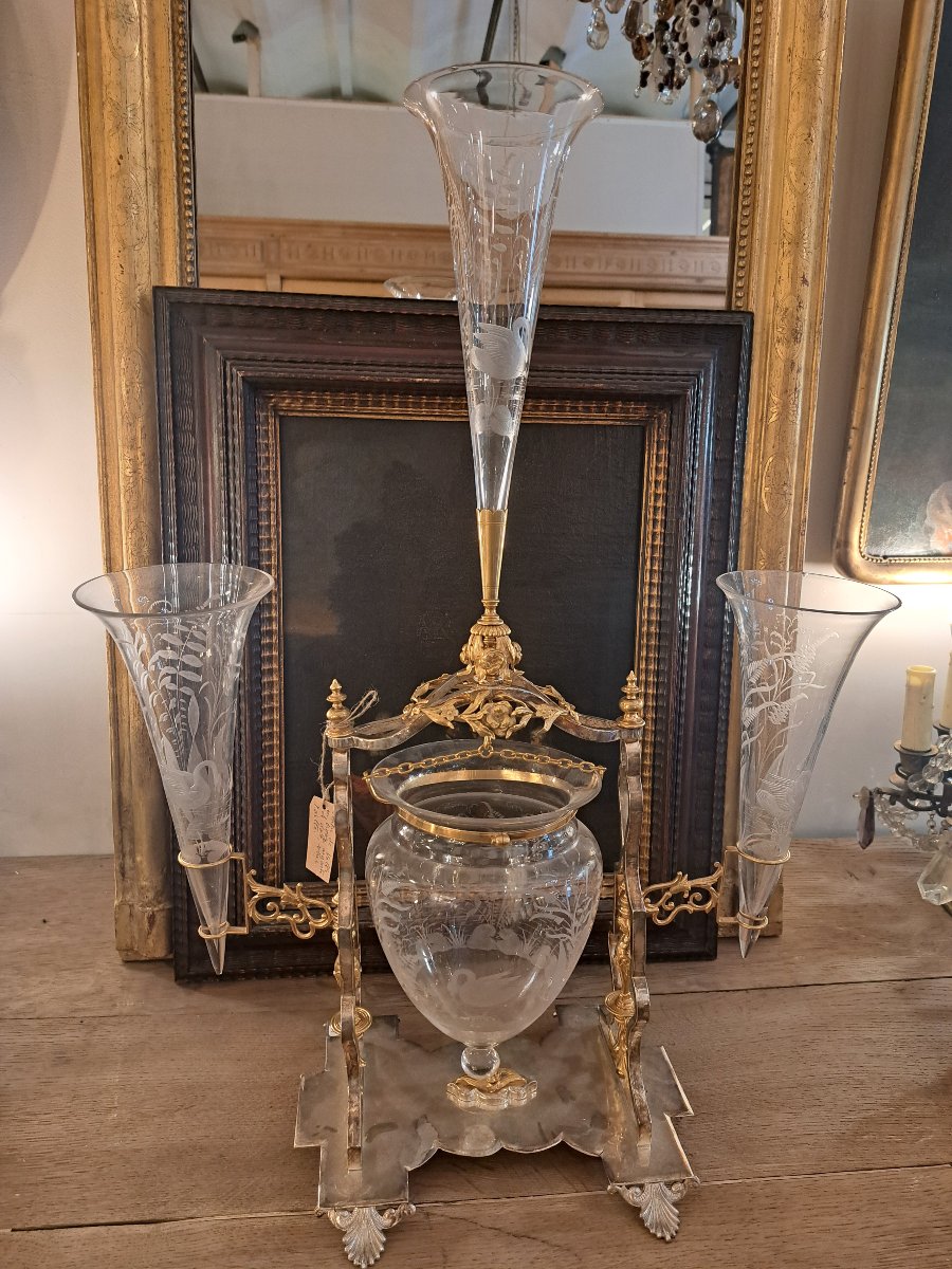 Centre de table bronze dore et argenté