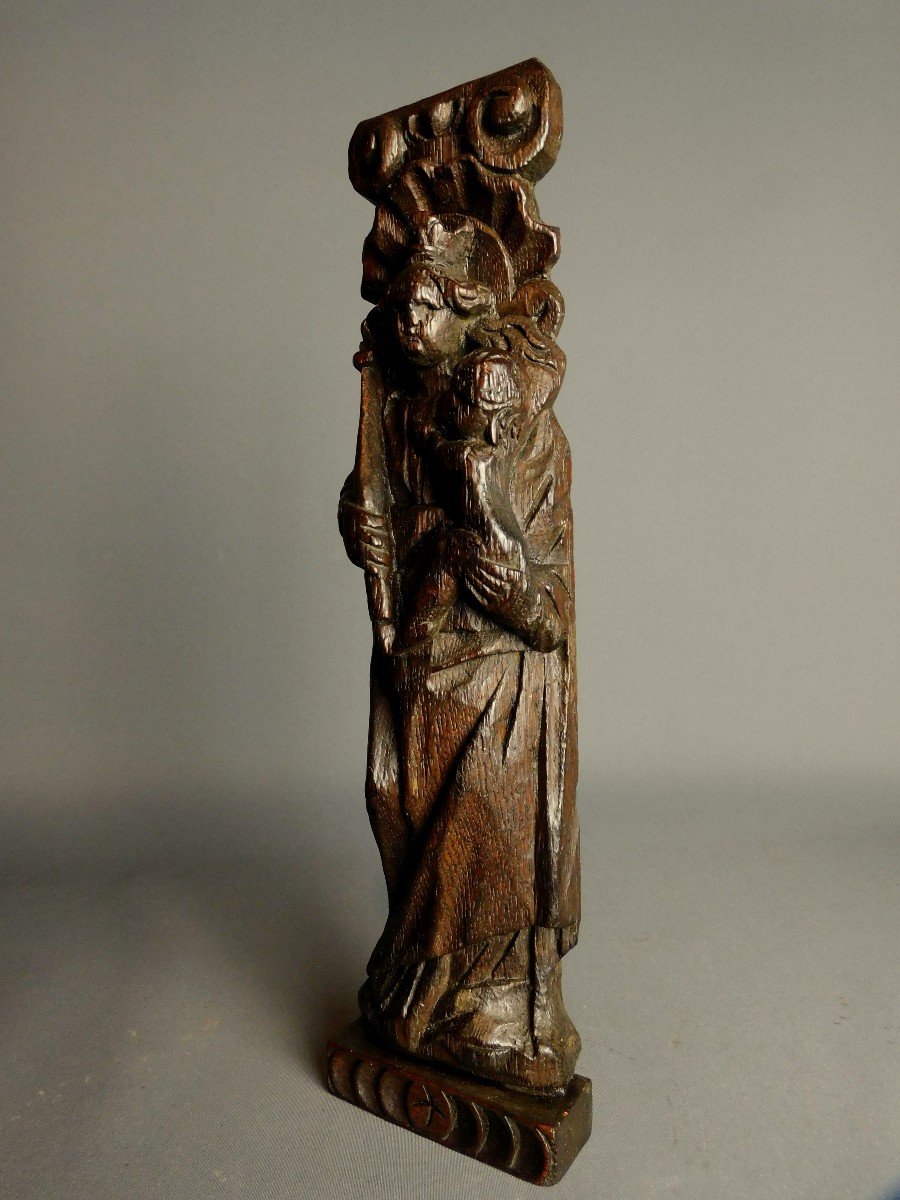 Sculpture Virgin - Christ In Carved Wood From The 17th Century Haute Epoque-photo-3