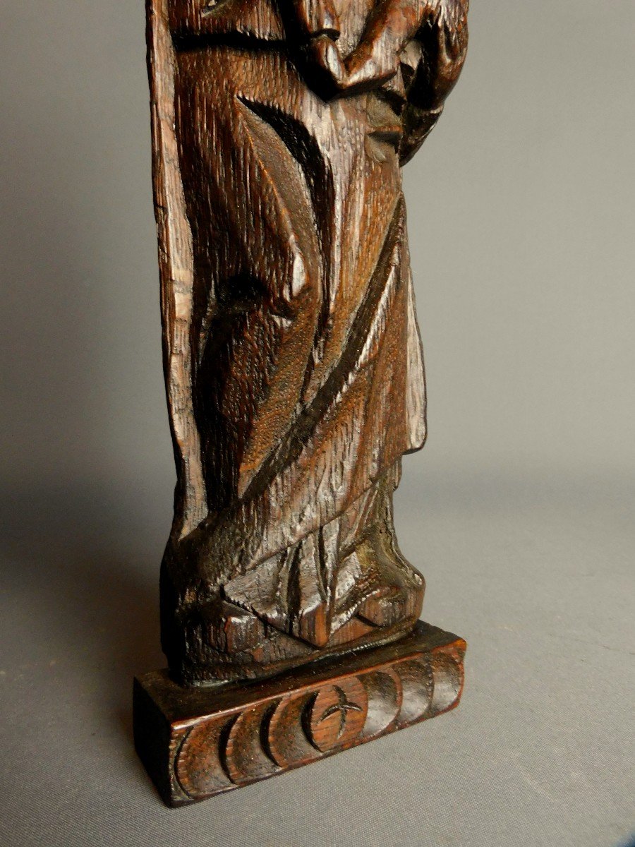 Sculpture Virgin - Christ In Carved Wood From The 17th Century Haute Epoque-photo-2