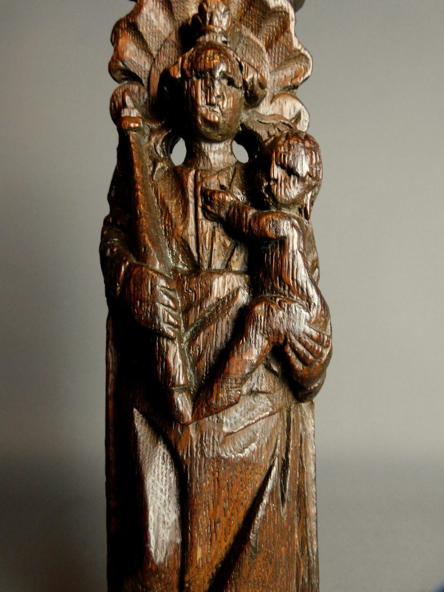 Sculpture Virgin - Christ In Carved Wood From The 17th Century Haute Epoque-photo-5