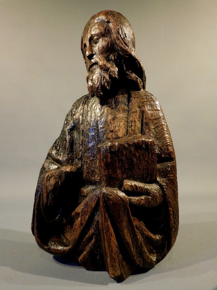 Buste Saint Apotre En Bois Sculpté Fin Du 15eme Siécle Haute Epoque-photo-2