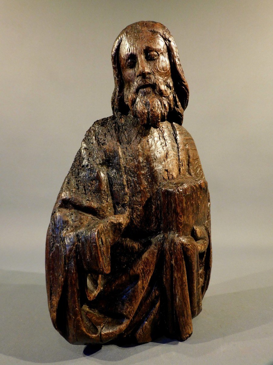 Buste Saint Apotre En Bois Sculpté Fin Du 15eme Siécle Haute Epoque-photo-3