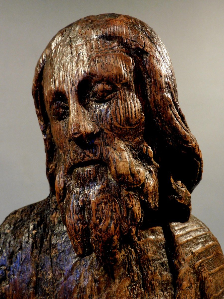 Buste Saint Apotre En Bois Sculpté Fin Du 15eme Siécle Haute Epoque-photo-3