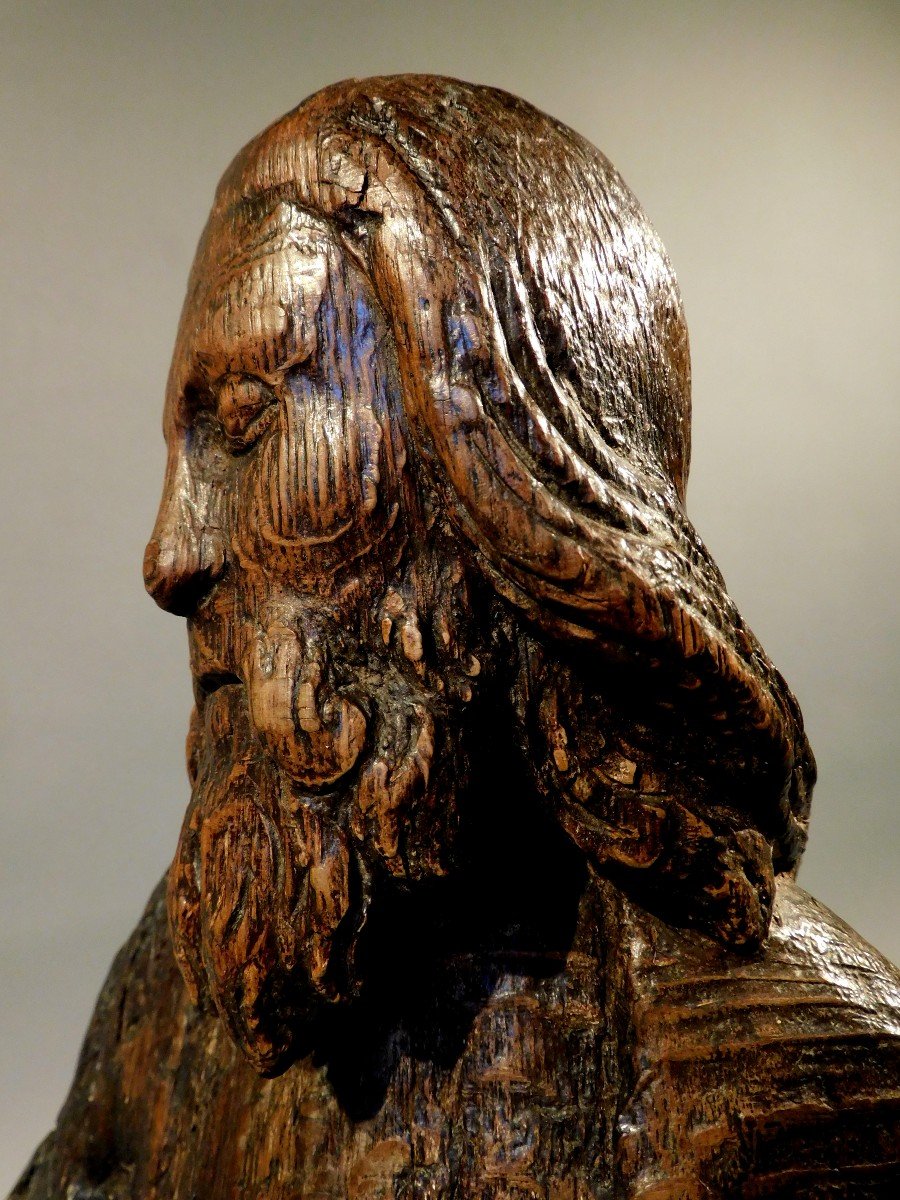 Buste Saint Apotre En Bois Sculpté Fin Du 15eme Siécle Haute Epoque-photo-4