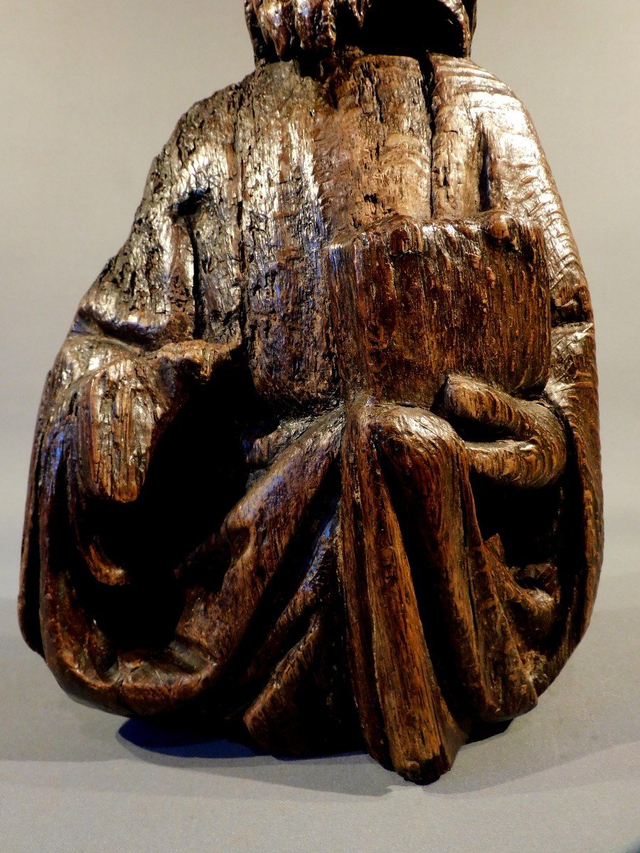 Buste Saint Apotre En Bois Sculpté Fin Du 15eme Siécle Haute Epoque-photo-8
