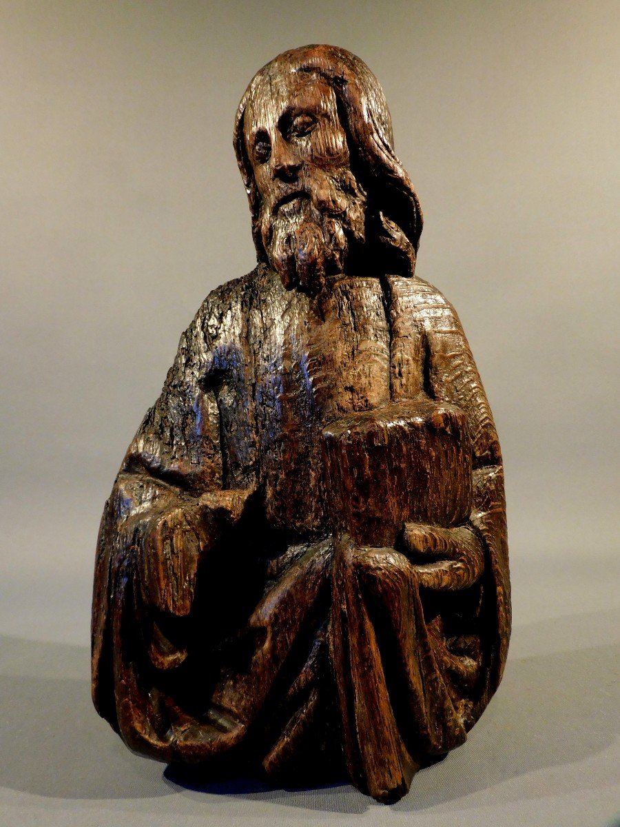 Buste Saint Apotre En Bois Sculpté Fin Du 15eme Siécle Haute Epoque