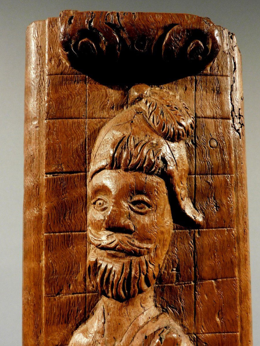 Carved Wooden Panel 17th Century Haute Epoque-photo-3