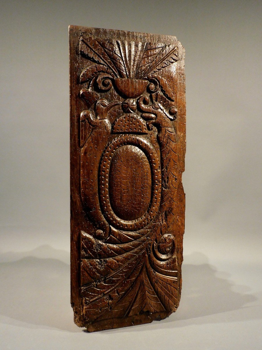 Carved Wooden Panel 17th Century Haute Epoque-photo-3