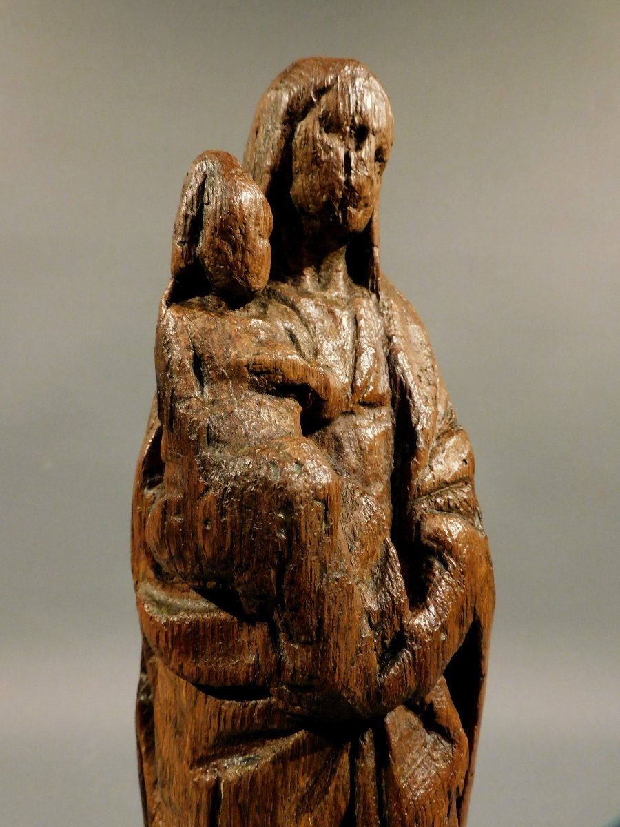 Vierge A l'Enfant Sculpture En Bois 16eme Siécle Haute Epoque-photo-5