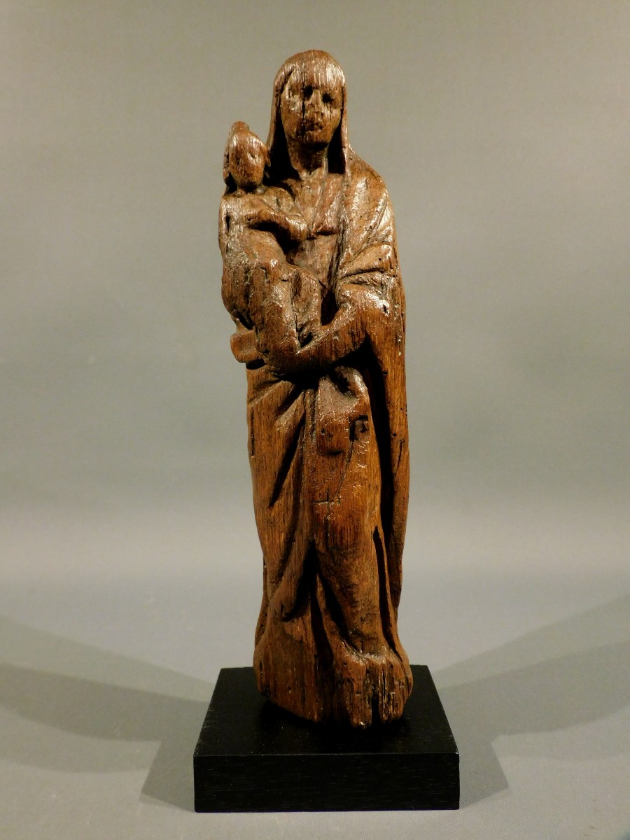 Vierge A l'Enfant Sculpture En Bois 16eme Siécle Haute Epoque