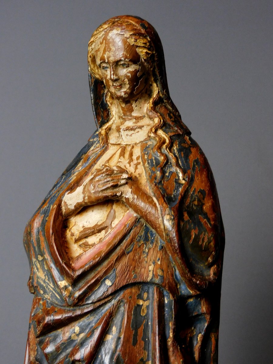 Vierge En Bois Sculpté  16eme Siécle Haute Epoque-photo-2