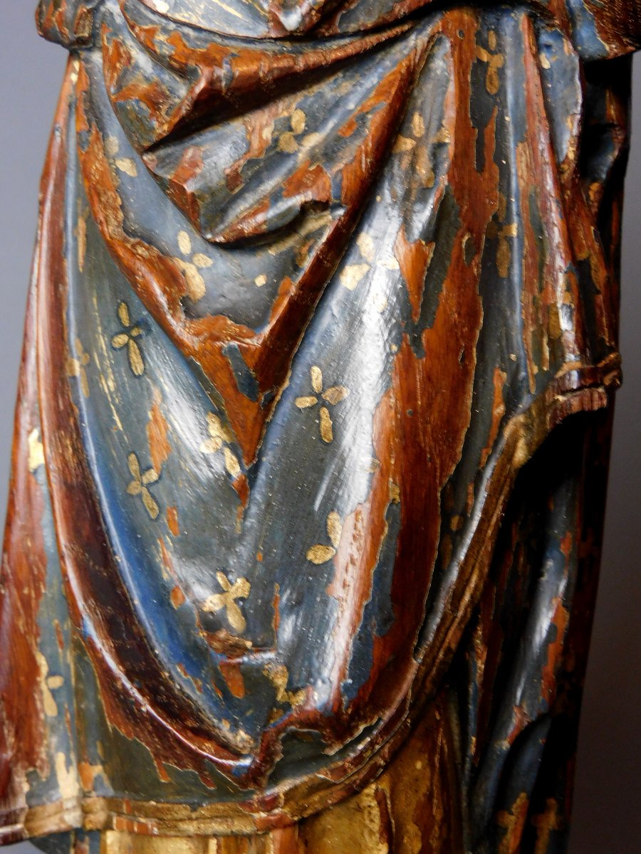 Vierge En Bois Sculpté  16eme Siécle Haute Epoque-photo-8