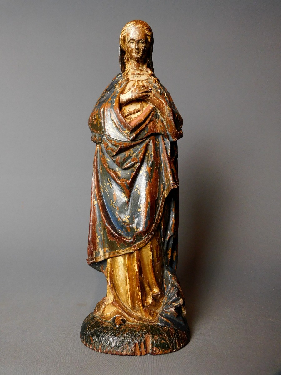 Vierge En Bois Sculpté  16eme Siécle Haute Epoque
