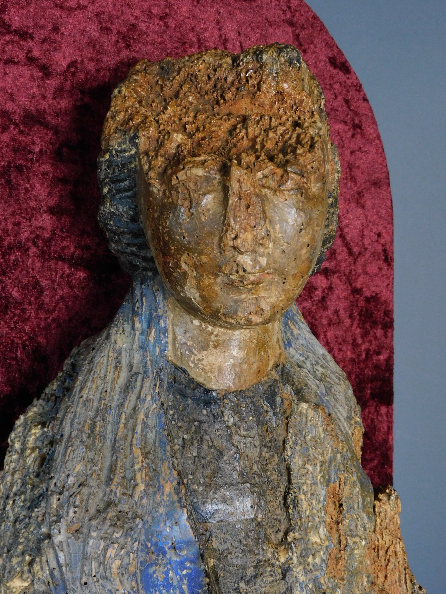 Sainte En Bois Sculpté XVIeme Siécle Haute Epoque Vierge ?-photo-4