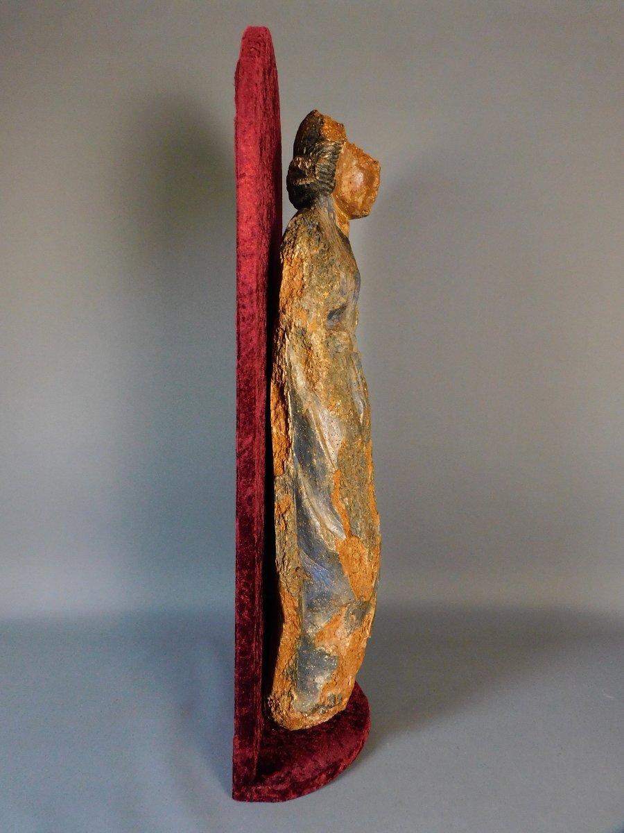 Sainte En Bois Sculpté XVIeme Siécle Haute Epoque Vierge ?-photo-1