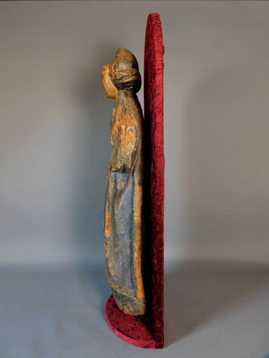 Sainte En Bois Sculpté XVIeme Siécle Haute Epoque Vierge ?-photo-2