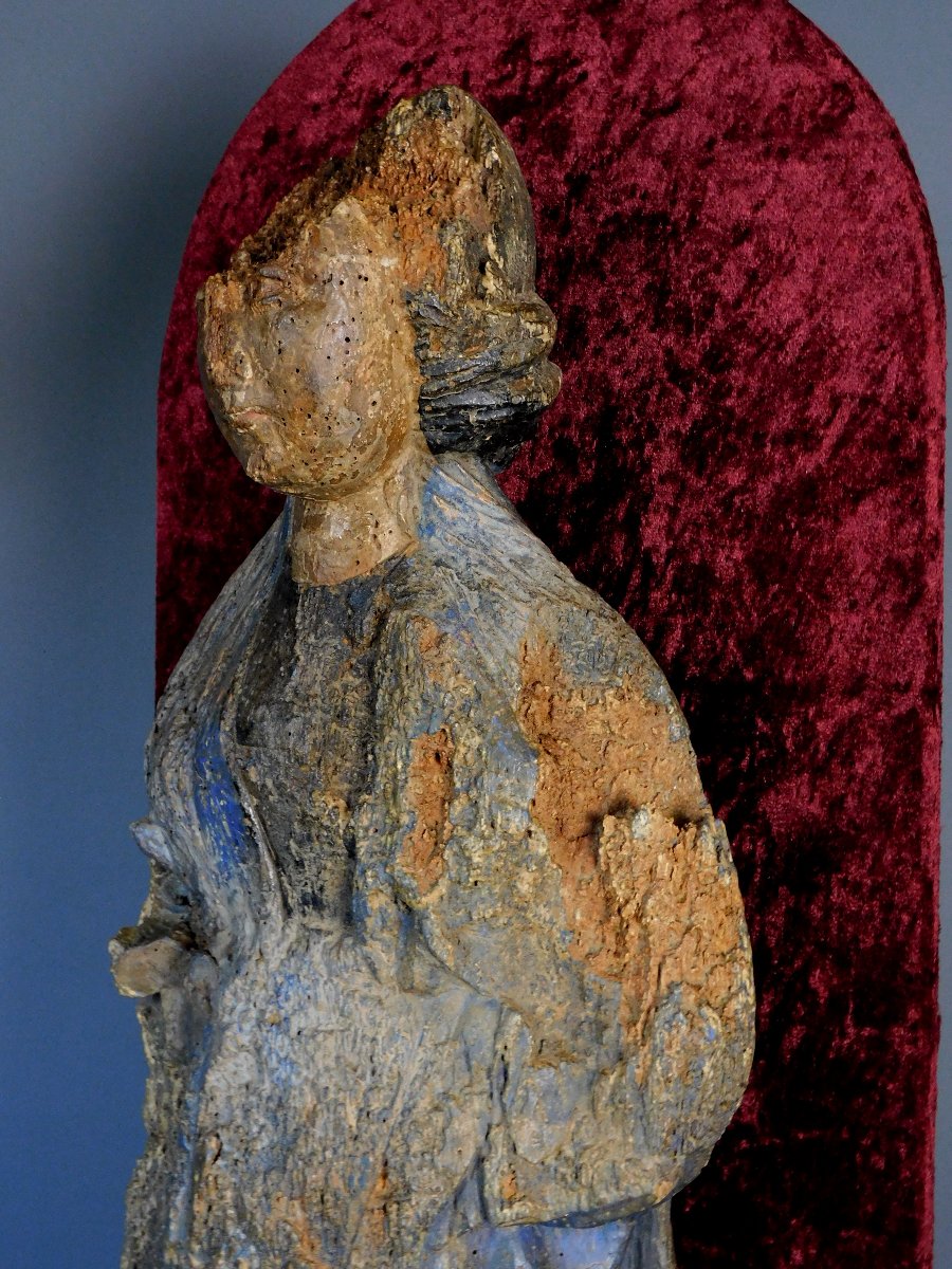 Sainte En Bois Sculpté XVIeme Siécle Haute Epoque Vierge ?-photo-7