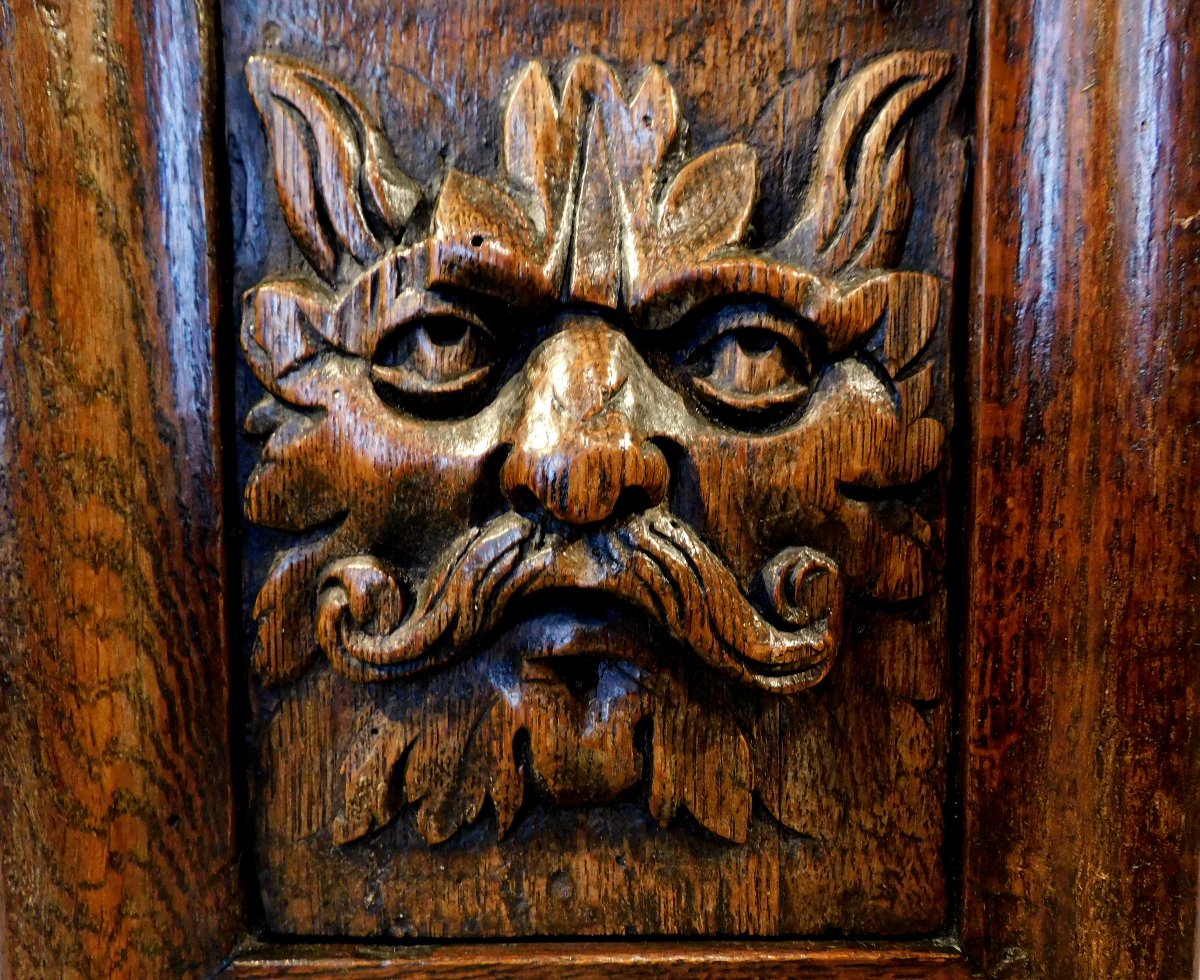 Paire de panneaux en bois "Greenman" XVIIe siècle-photo-3