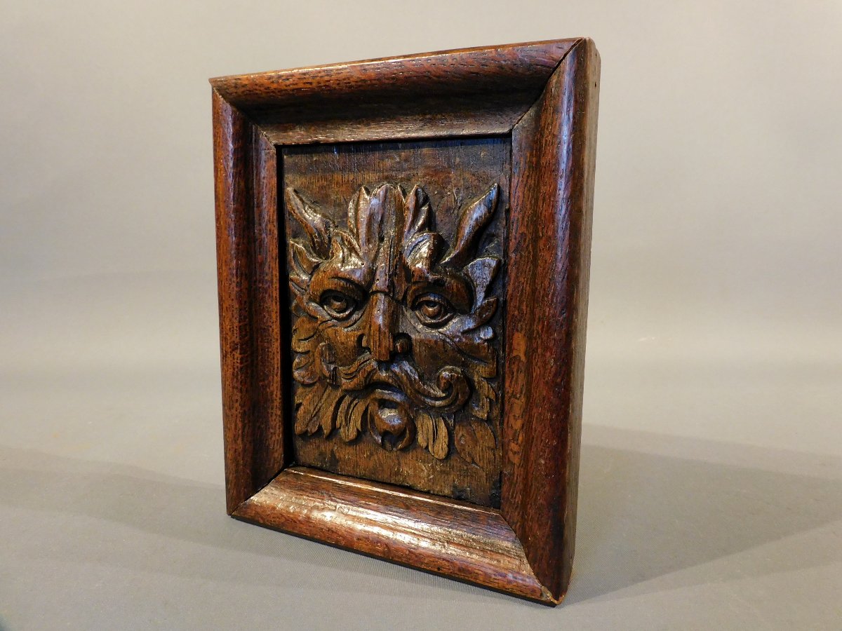 Paire de panneaux en bois "Greenman" XVIIe siècle-photo-5