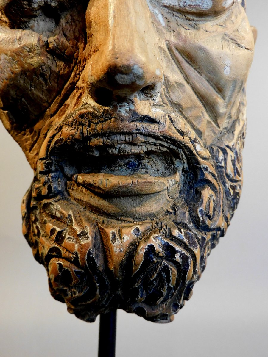 Wooden Head Of Christ - Haute époque, Early 16th Century-photo-2