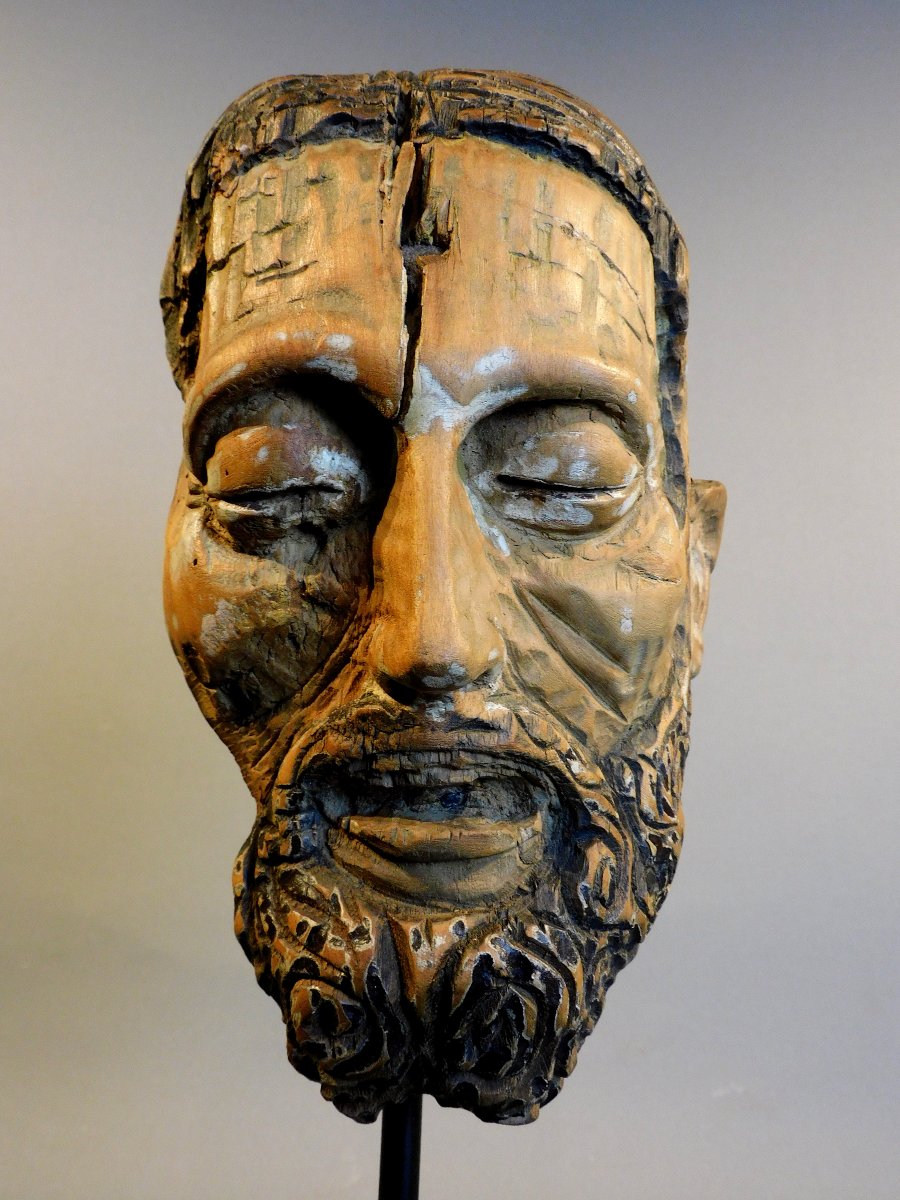 Wooden Head Of Christ - Haute époque, Early 16th Century-photo-5