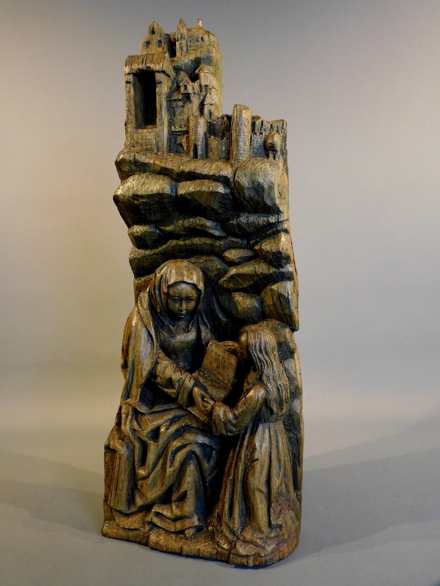 Un fragment de retable en bois XVIeme Haute Epoque  - Vierge  - Sainte Anne-photo-4