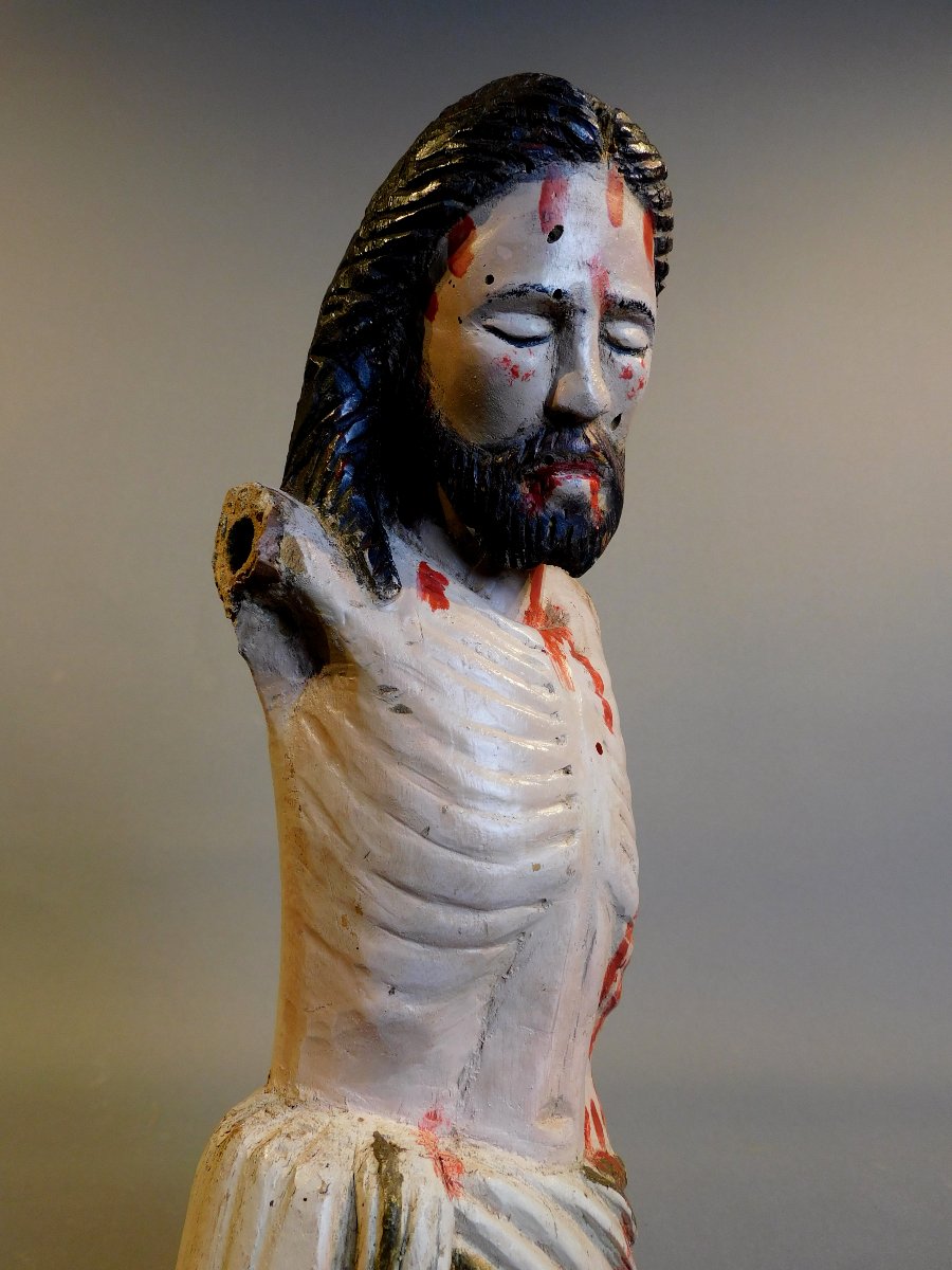Buste en bois du Christ XIXe siècle-photo-4