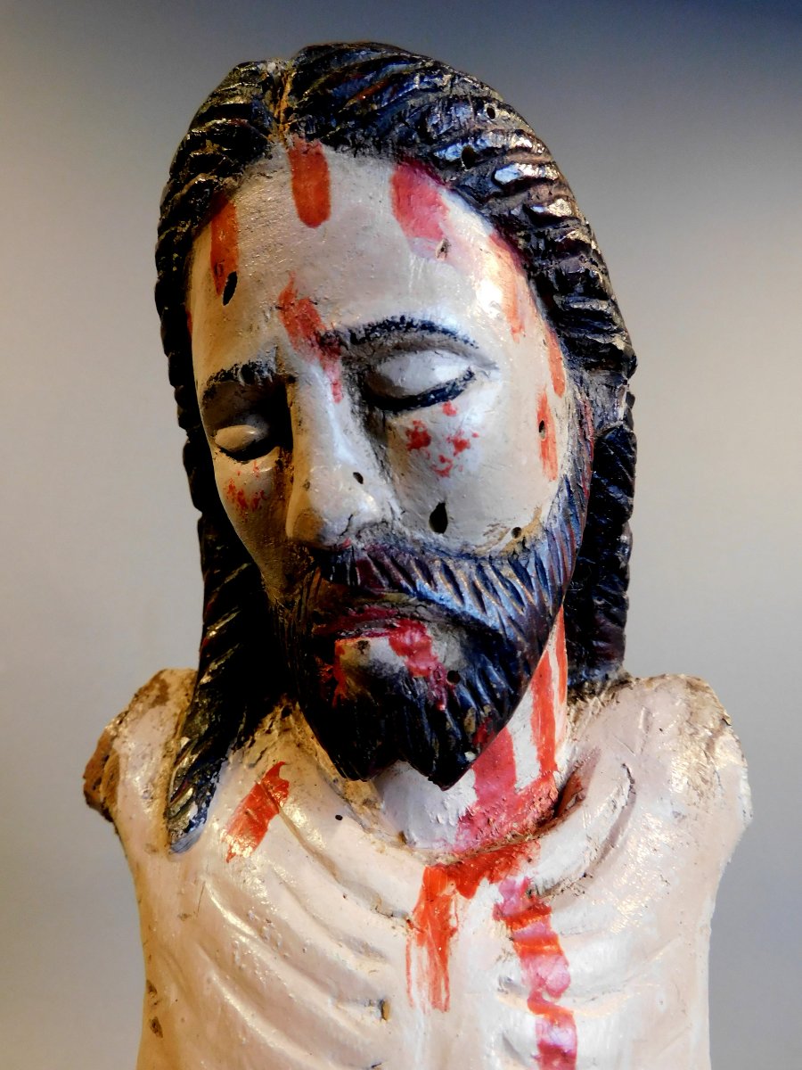 Buste en bois du Christ XIXe siècle-photo-5