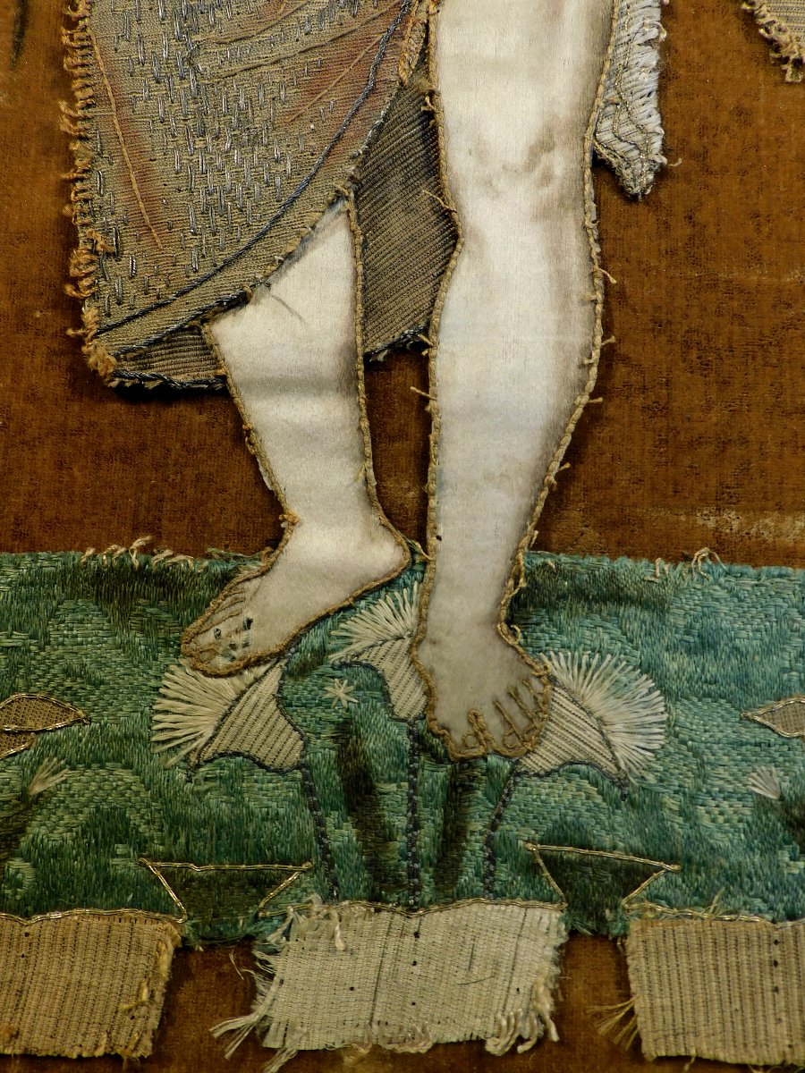 Broderie Jean-Baptiste avec l'agneau de Dieu XVIIIe siècle-photo-5