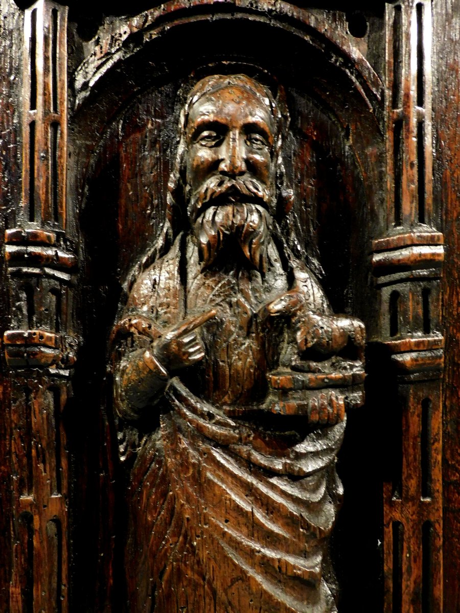 Carved Oak Panel, John The Baptist, 16th Century-photo-3