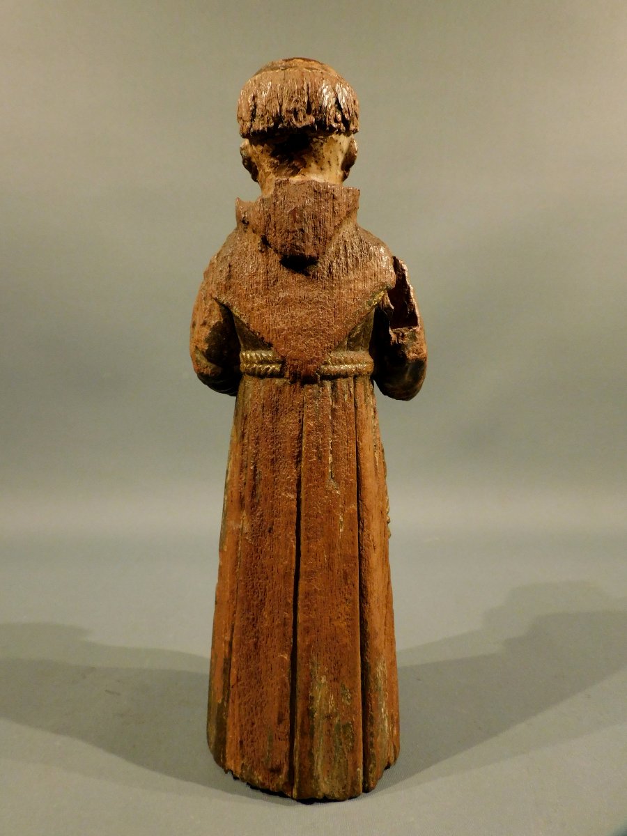 Statue en bois d'Antoine de Padoue XVIIe siècle-photo-4