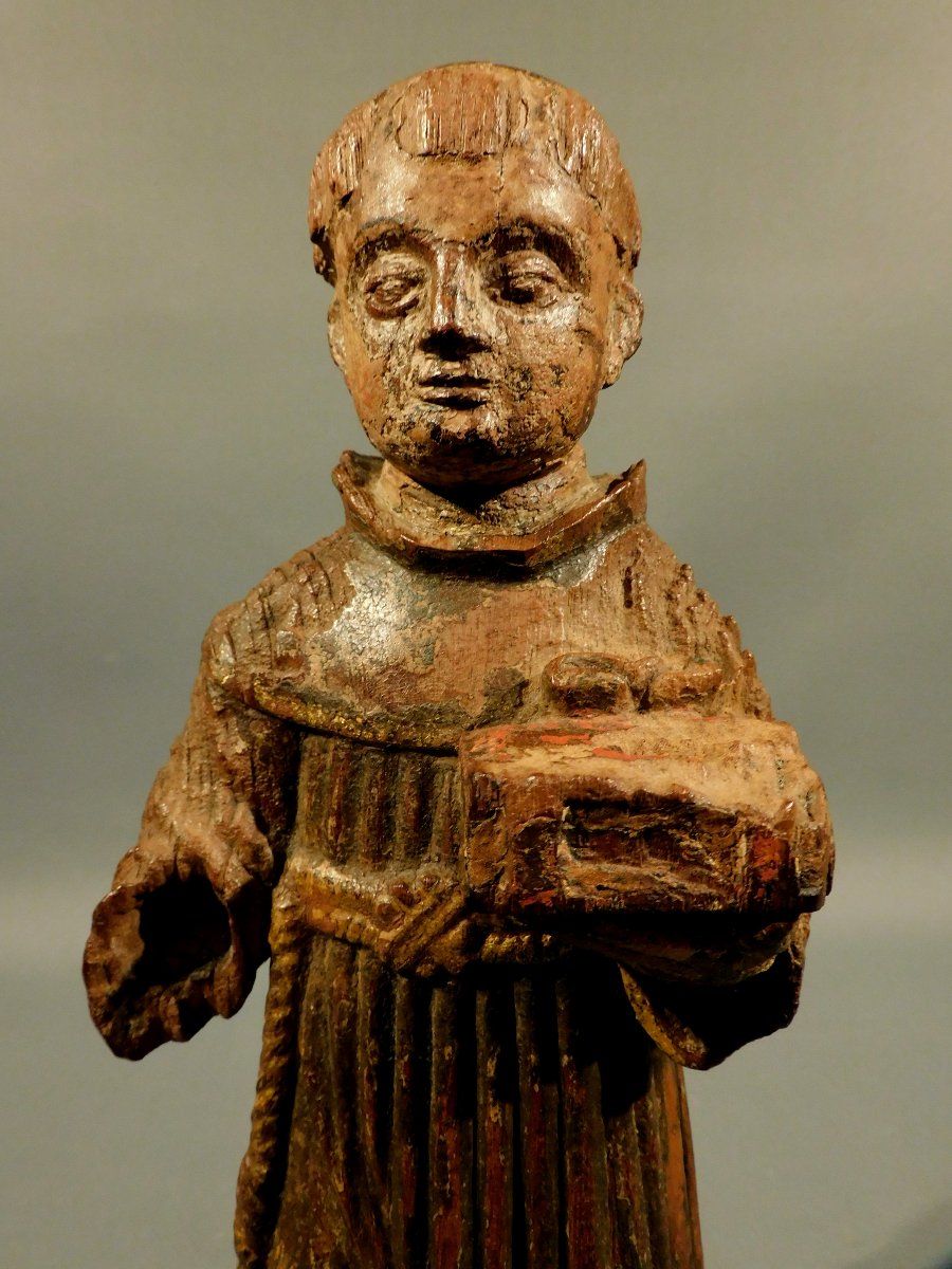 Statue en bois d'Antoine de Padoue XVIIe siècle-photo-2