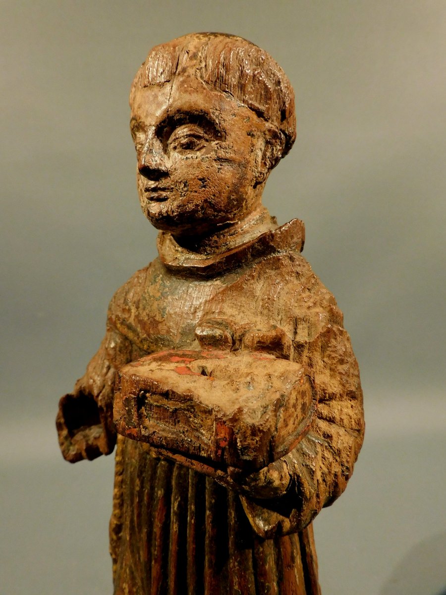 Statue en bois d'Antoine de Padoue XVIIe siècle-photo-4