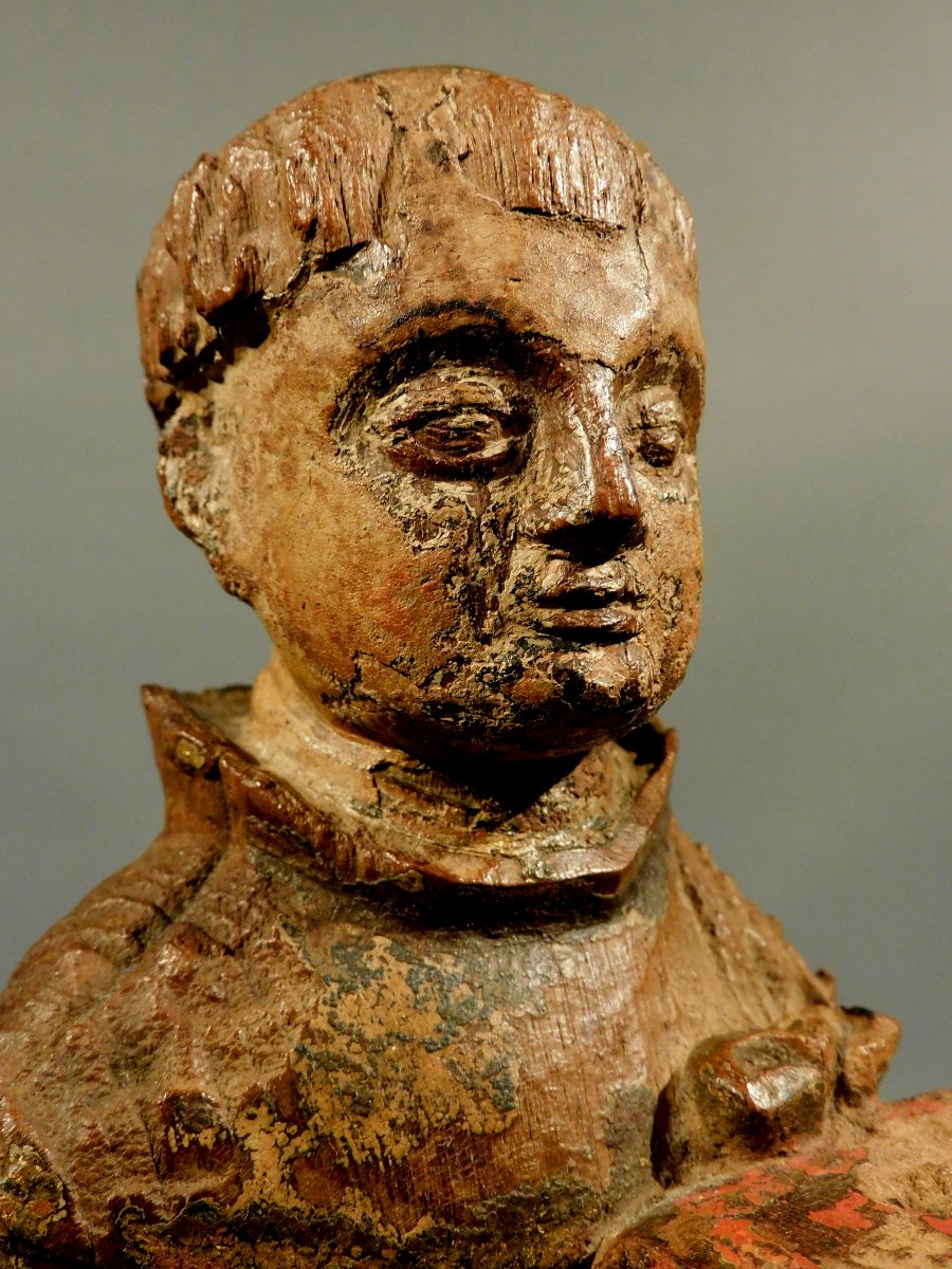 Statue en bois d'Antoine de Padoue XVIIe siècle-photo-5