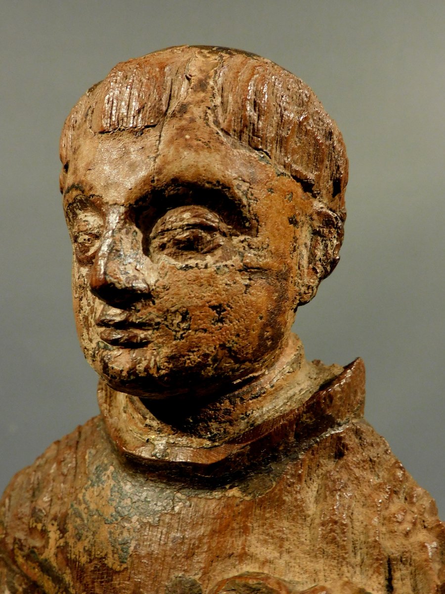 Statue en bois d'Antoine de Padoue XVIIe siècle-photo-6