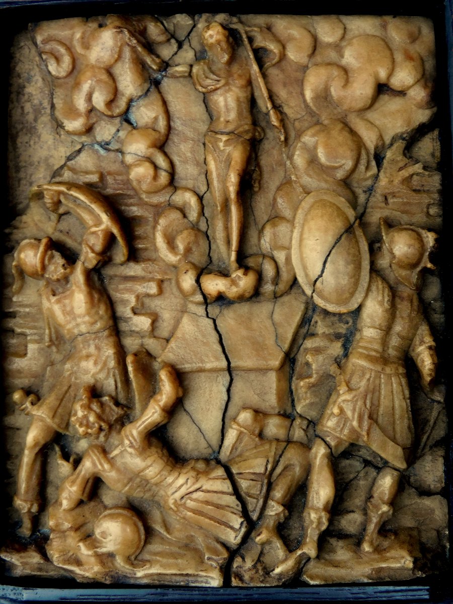 Plaque En Albatre De Malines  fin XVI - debut XVII  -   la résurrection du Christ-photo-1