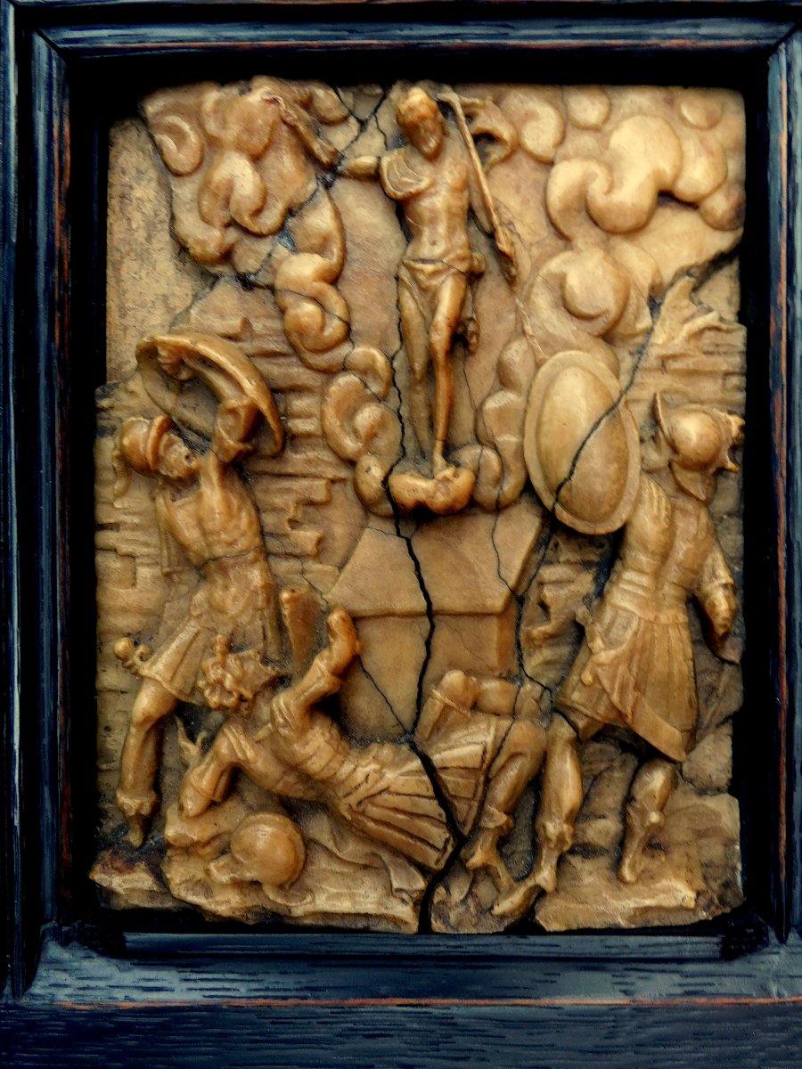 Plaque En Albatre De Malines  fin XVI - debut XVII  -   la résurrection du Christ-photo-2