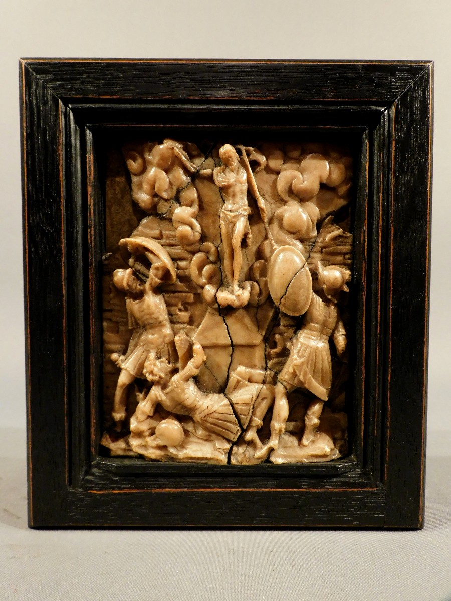 Plaque En Albatre De Malines  fin XVI - debut XVII  -   la résurrection du Christ