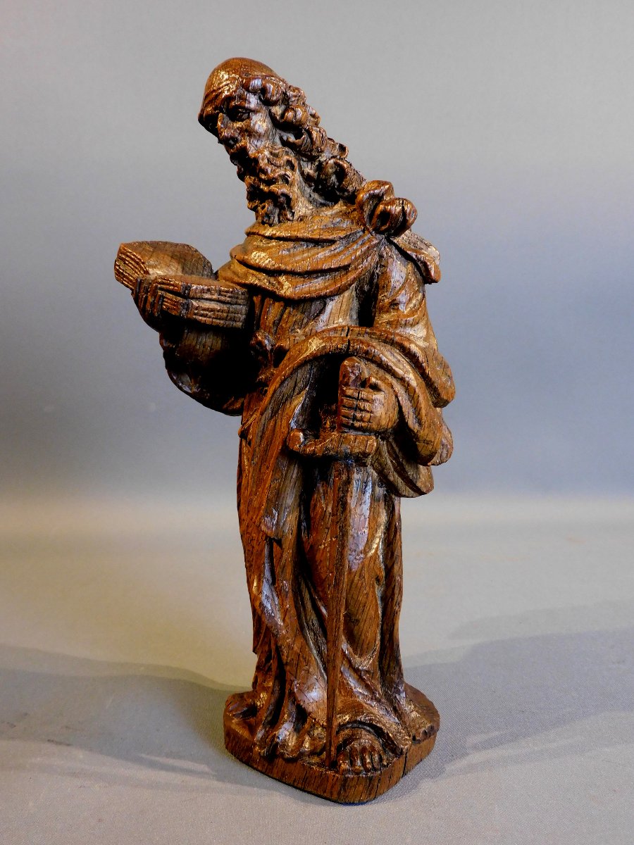 Oak Sculpture Of Saint Paul, 17th Century Haute Epoque-photo-2