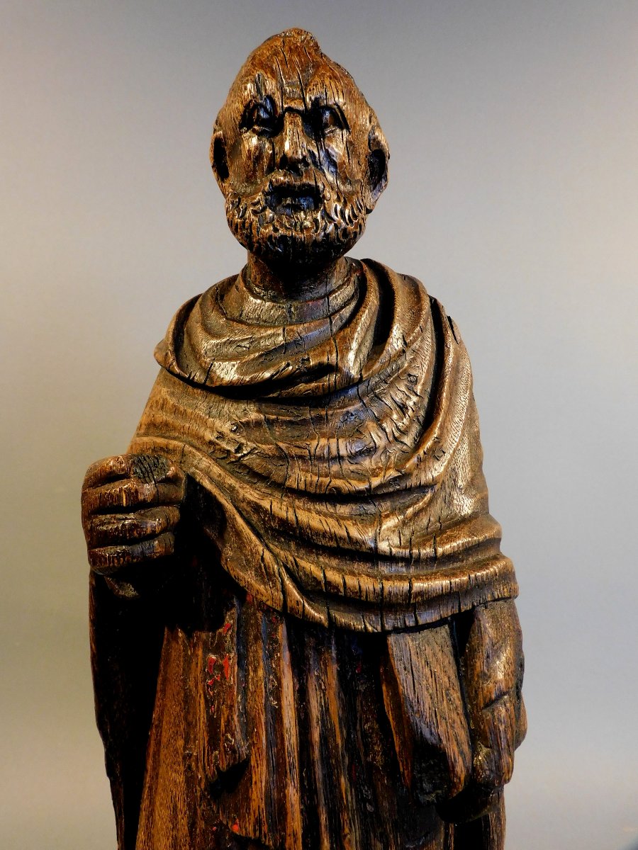 Oak Sculpture Of Saint Peter, Early 17th Century, Haute Epoque-photo-1