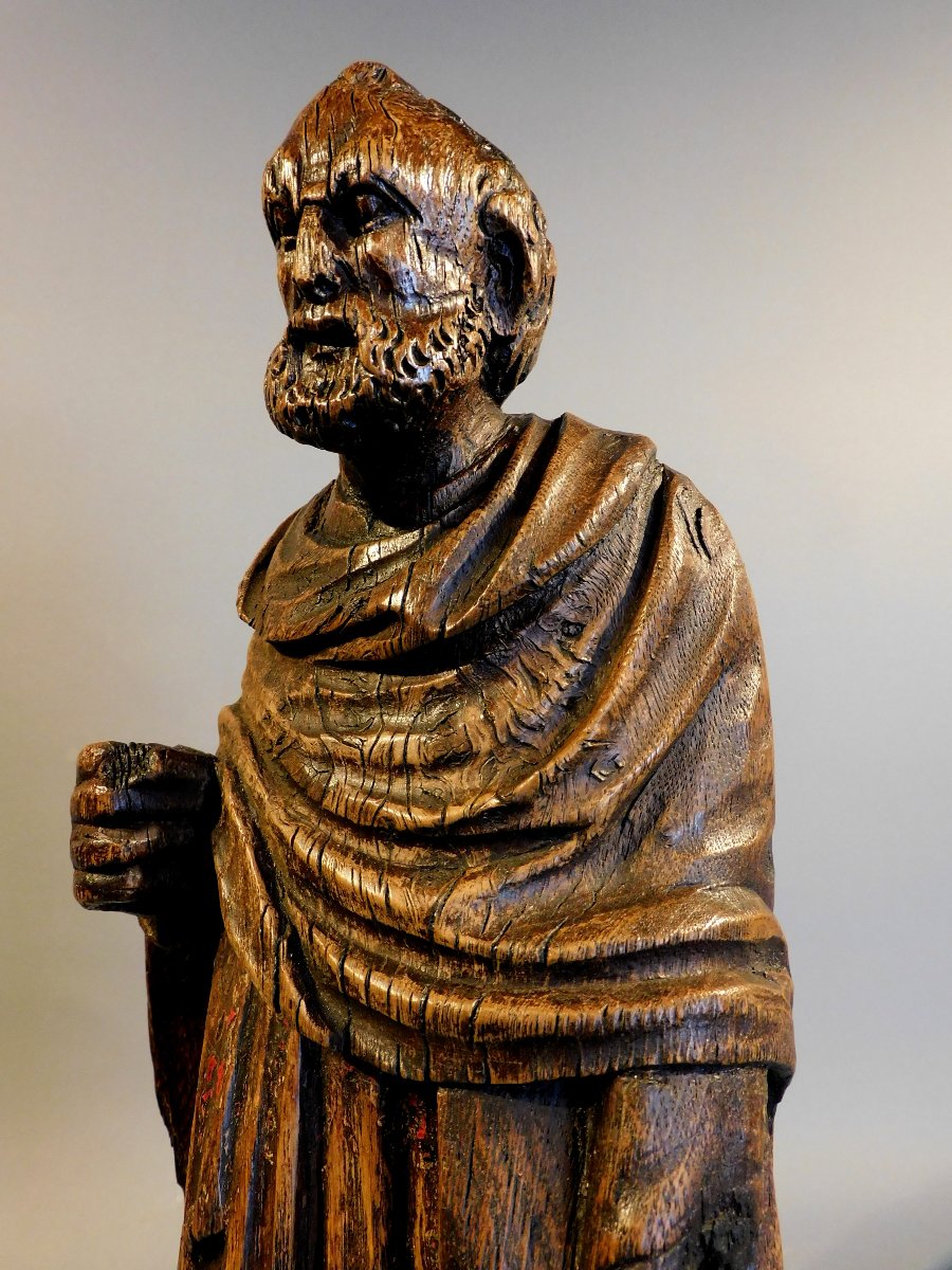 Oak Sculpture Of Saint Peter, Early 17th Century, Haute Epoque-photo-3