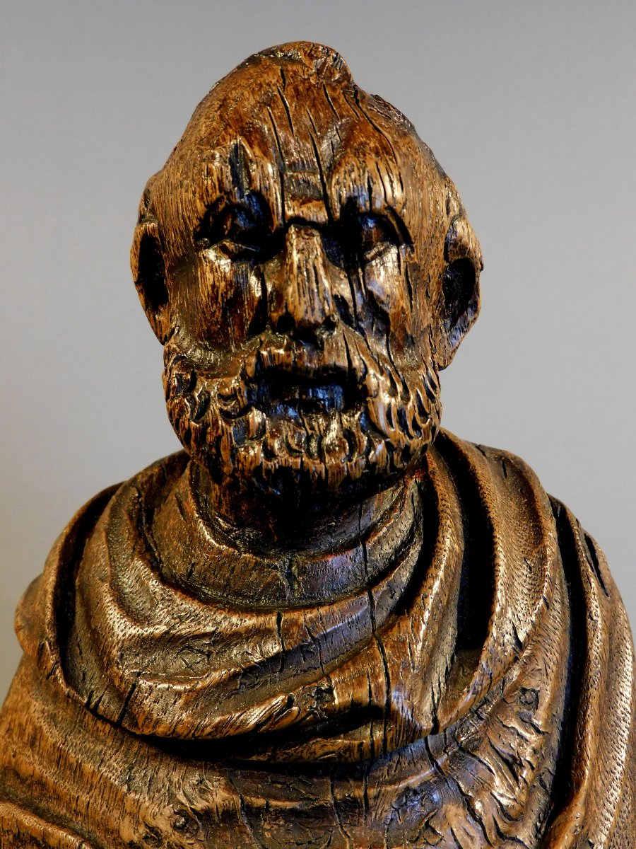 Oak Sculpture Of Saint Peter, Early 17th Century, Haute Epoque-photo-4