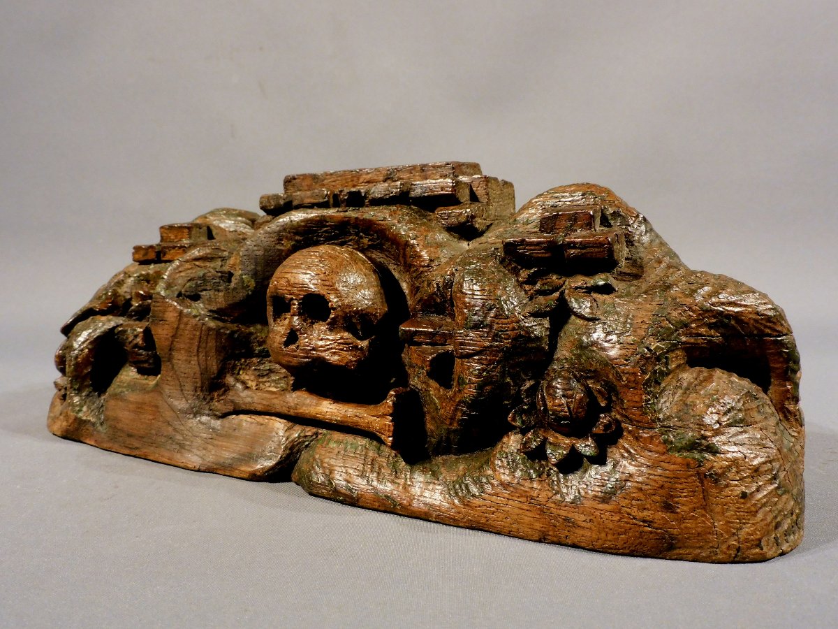 Oak Base Adorned With A Skull From A Crucifix, Late 16th/early 17th Century, Haute Epoque-photo-3