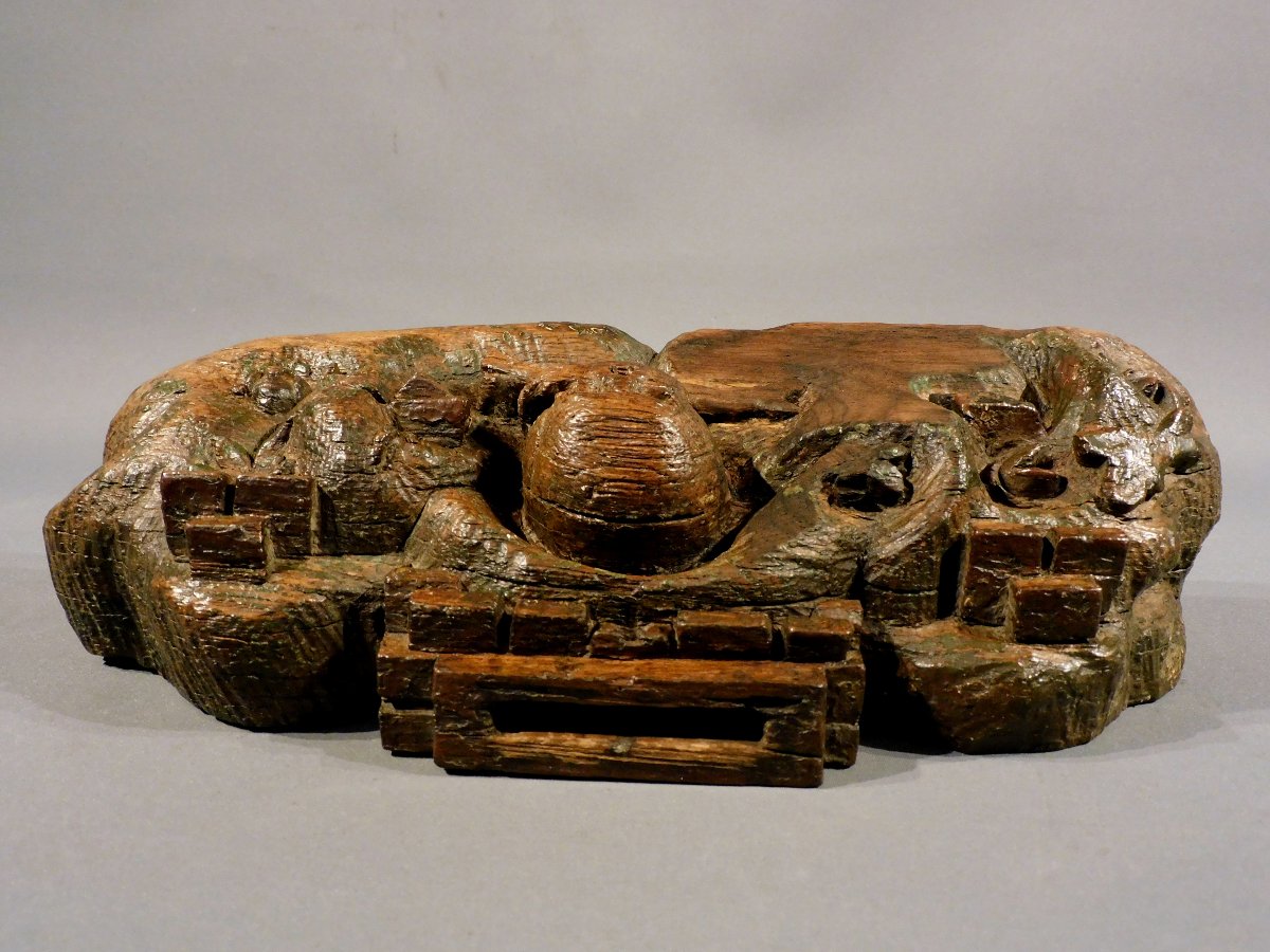 Oak Base Adorned With A Skull From A Crucifix, Late 16th/early 17th Century, Haute Epoque-photo-1