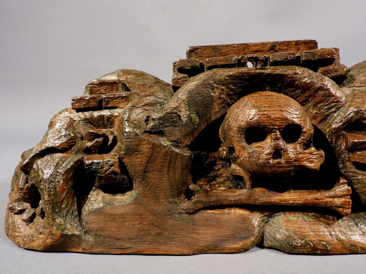 Oak Base Adorned With A Skull From A Crucifix, Late 16th/early 17th Century, Haute Epoque-photo-2