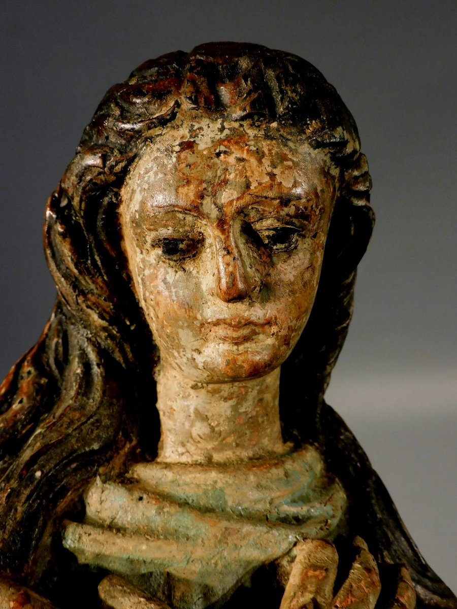 Sculpture en bois de Marie-Madeleine - Vierge, XVIIe siècle-photo-5